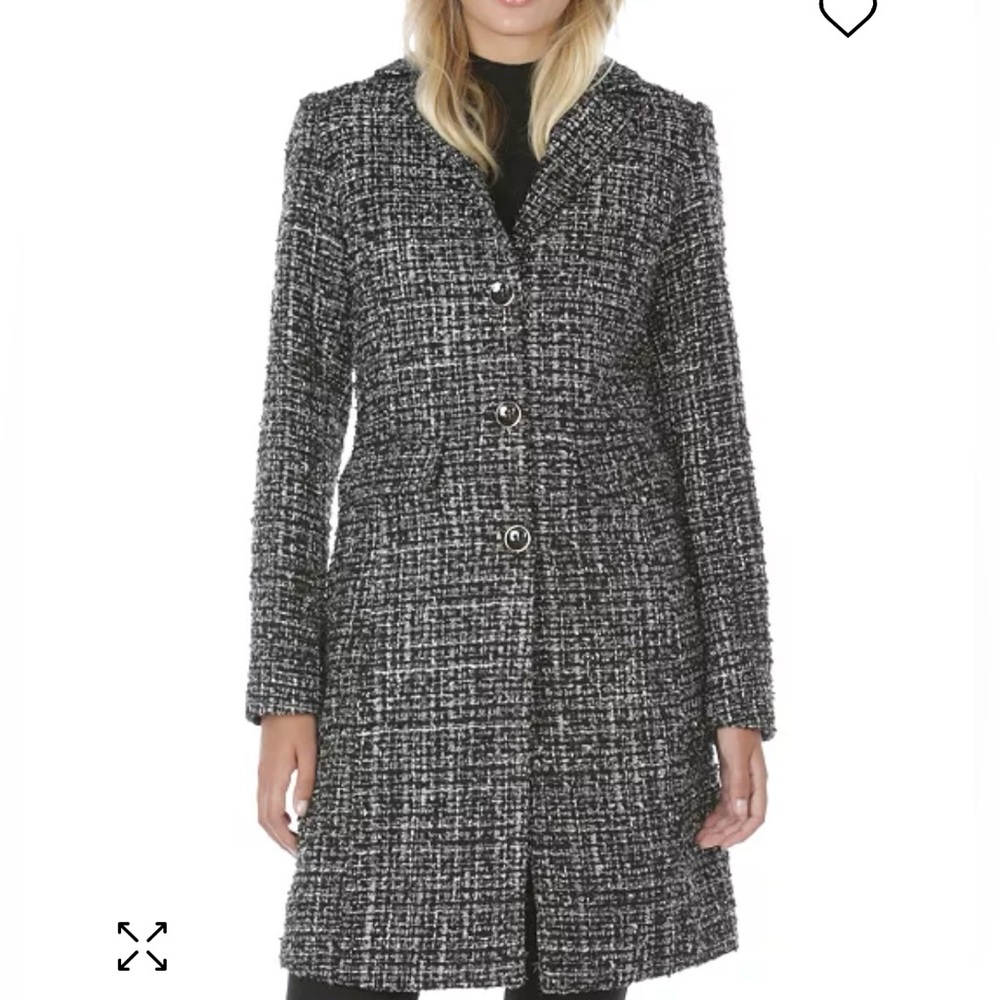 Laundry by Shelli Segal Metallic Tweed Black/Silver‎ Coat Women’s Sz M